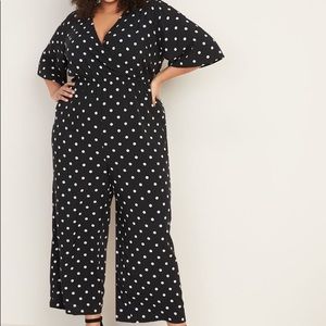 PLUS OLD NAVY WRAP FRONT POLKA DOT JUMPSUIT NWT